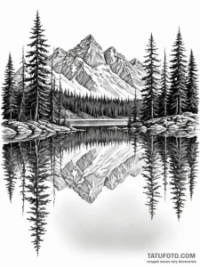 A serene, mirror-like lake in the canadian ro... - эскиз тату (№1751151651_0, 28.06.2025 23:00) — Tatufoto.com