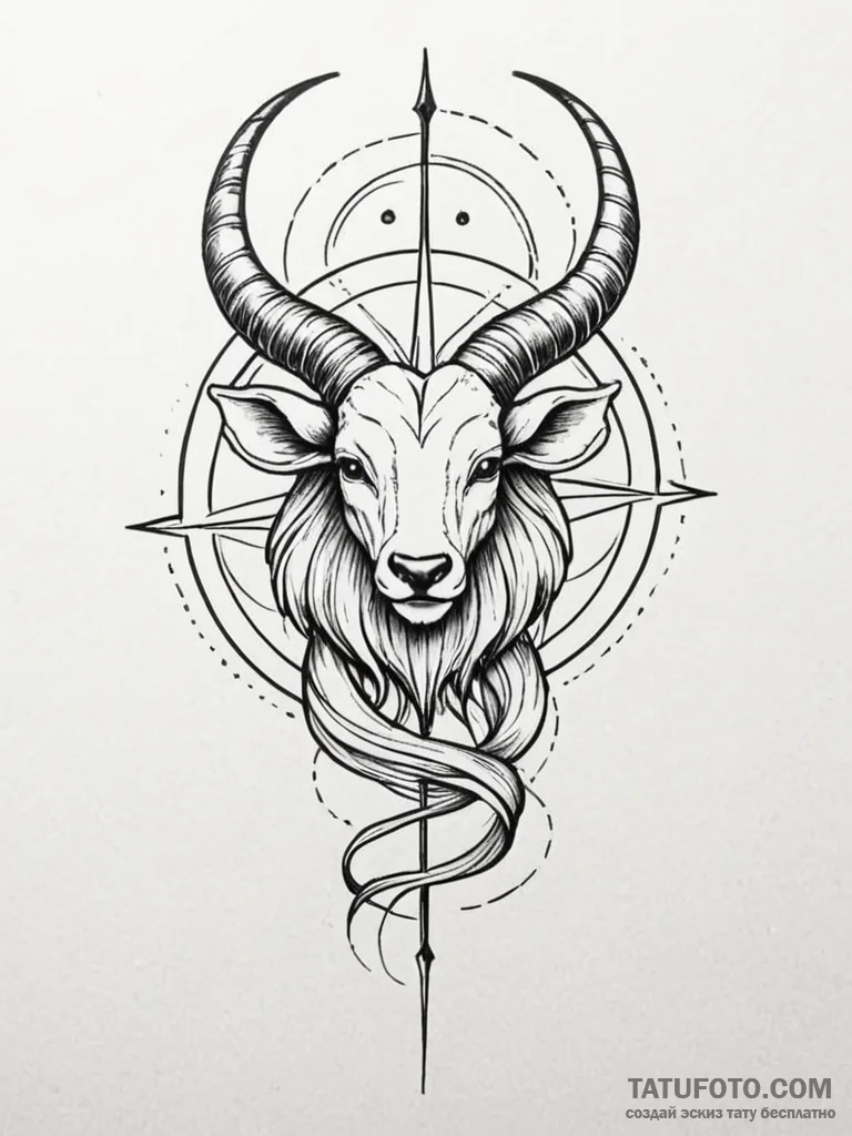 Tattoo sketch a single zodiac symbol outlined... - эскиз тату (№1751151738_0, 28.06.2025 23:02) — Tatufoto.com