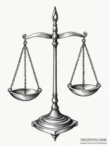 Tattoo sketch libra's scales, one pan realist... - эскиз тату (№1751151911_0, 28.06.2025 23:05) — Tatufoto.com