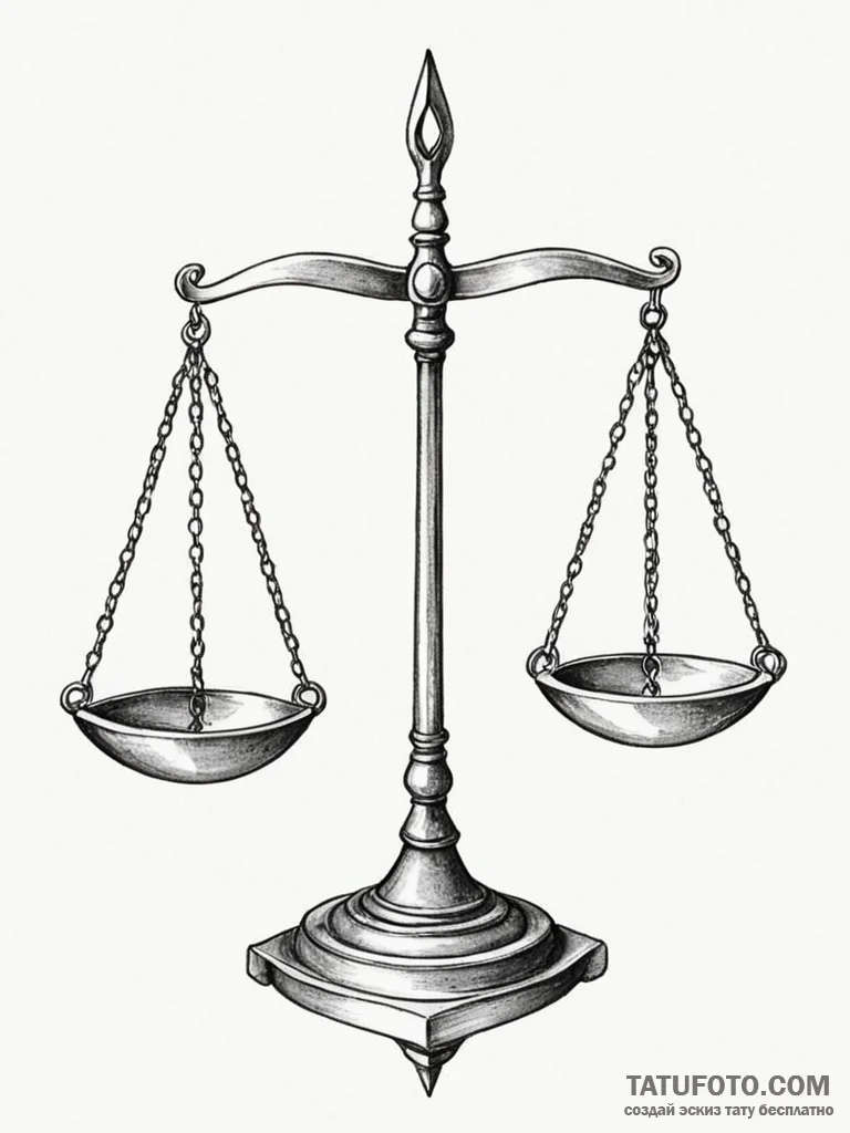 Tattoo sketch libra's scales, one pan realist... - эскиз тату (№1751151911_0, 28.06.2025 23:05) — Tatufoto.com