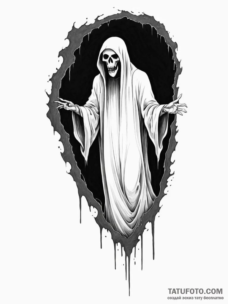 Tattoo design a ghostly specter emerging from... - эскиз тату (№1751151991_0, 28.06.2025 23:06) — Tatufoto.com