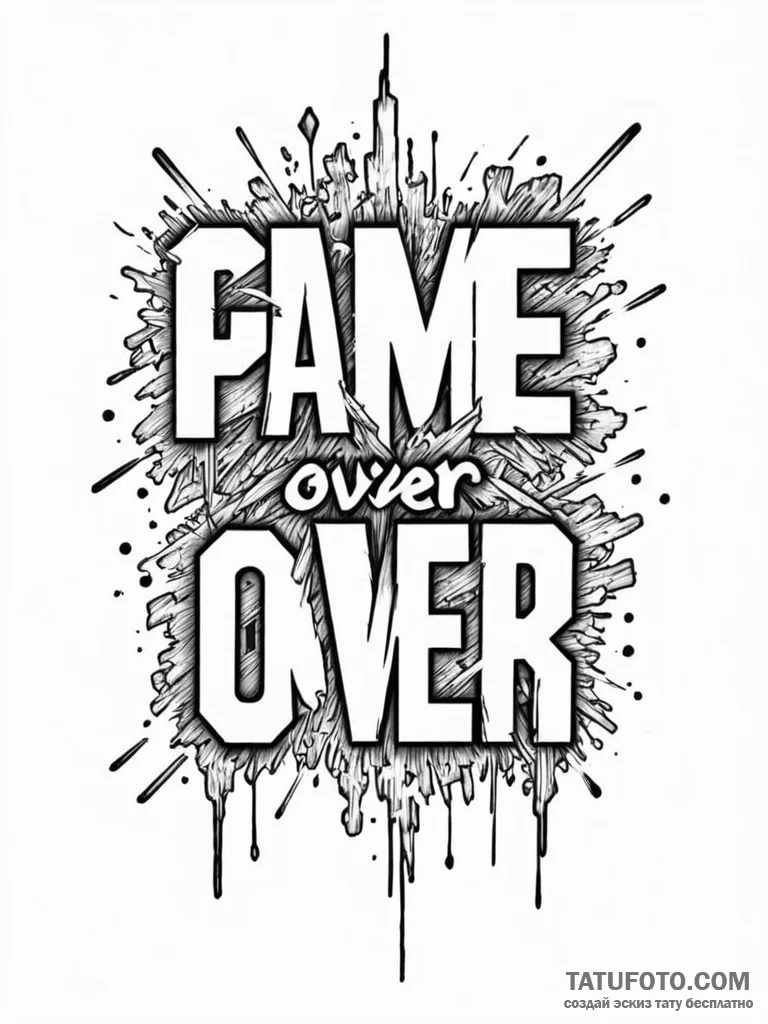 Tattoo design 'game over' with glitching lett... - эскиз тату (№1751153601_0, 28.06.2025 23:33) — Tatufoto.com