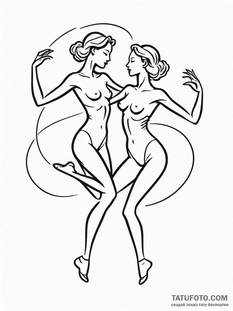 Tattoo design a pair of dancing figures in a... - эскиз тату (№1751154127_0, 28.06.2025 23:42) — Tatufoto.com