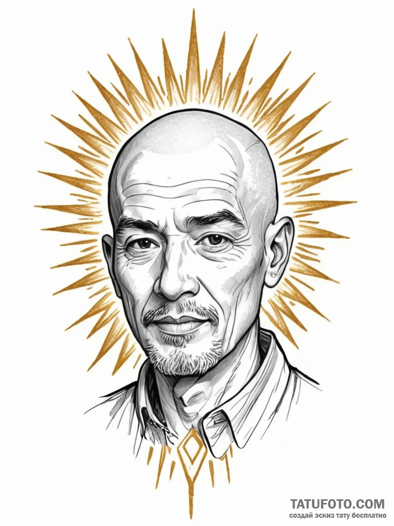 Tattoo sketch: a portrait of dazhbog, his fac... - эскиз тату (№1751154225_0, 28.06.2025 23:43) — Tatufoto.com