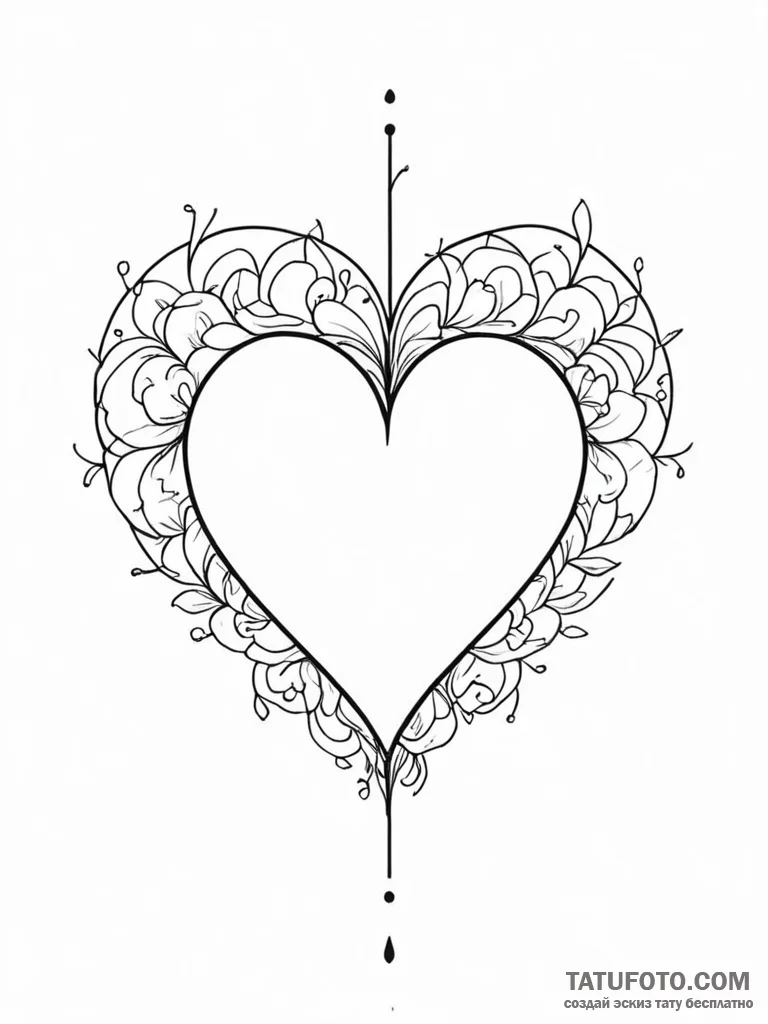 Tattoo sketch a small, subtle heart outline,... - эскиз тату (№1751154384_0, 28.06.2025 23:46) — Tatufoto.com