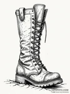 Tattoo design a weathered combat boot with de... - эскиз тату (№1751154642_0, 28.06.2025 23:50) — Tatufoto.com