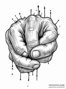 Tattoo sketch a close-up of a fist, showing e... - эскиз тату (№1751155117_0, 28.06.2025 23:58) — Tatufoto.com