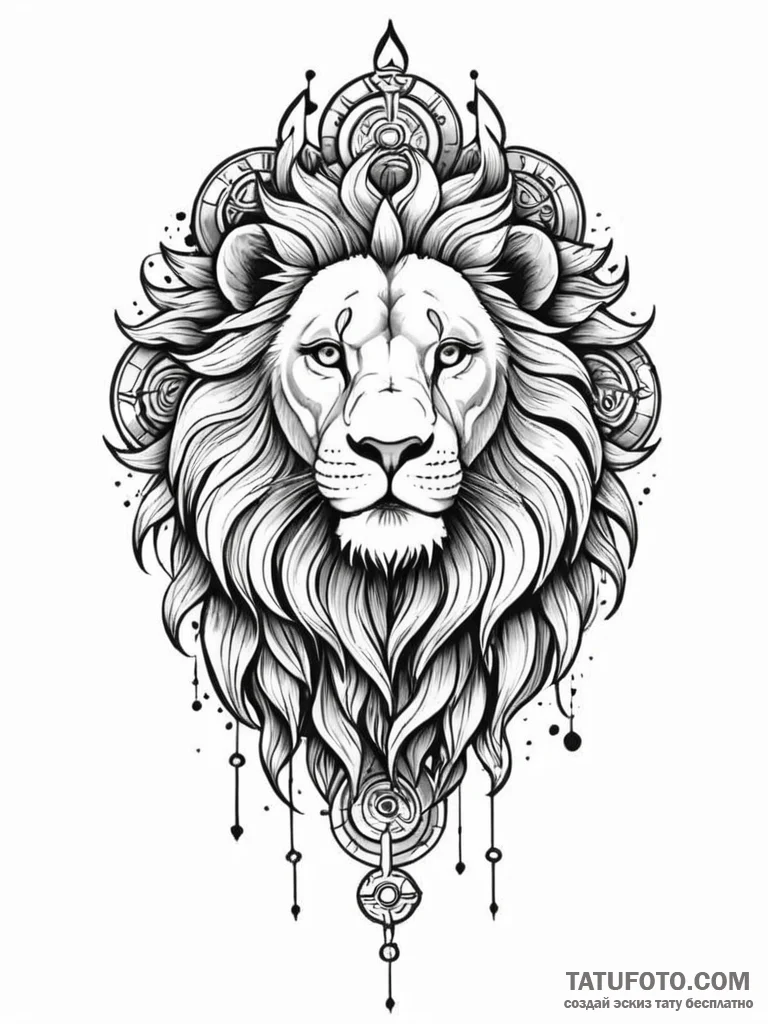 Tattoo sketch a leo lion as a protector of fo... - эскиз тату (№1751155208_0, 29.06.2025 00:00) — Tatufoto.com