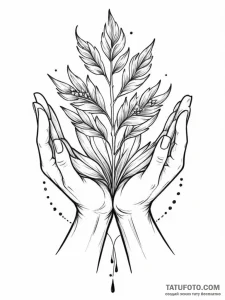 Tattoo sketch: a stylized depiction of hands... - эскиз тату (№1751155289_0, 29.06.2025 00:01) — Tatufoto.com