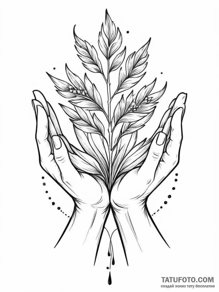 Tattoo sketch: a stylized depiction of hands... - эскиз тату (№1751155289_0, 29.06.2025 00:01) — Tatufoto.com