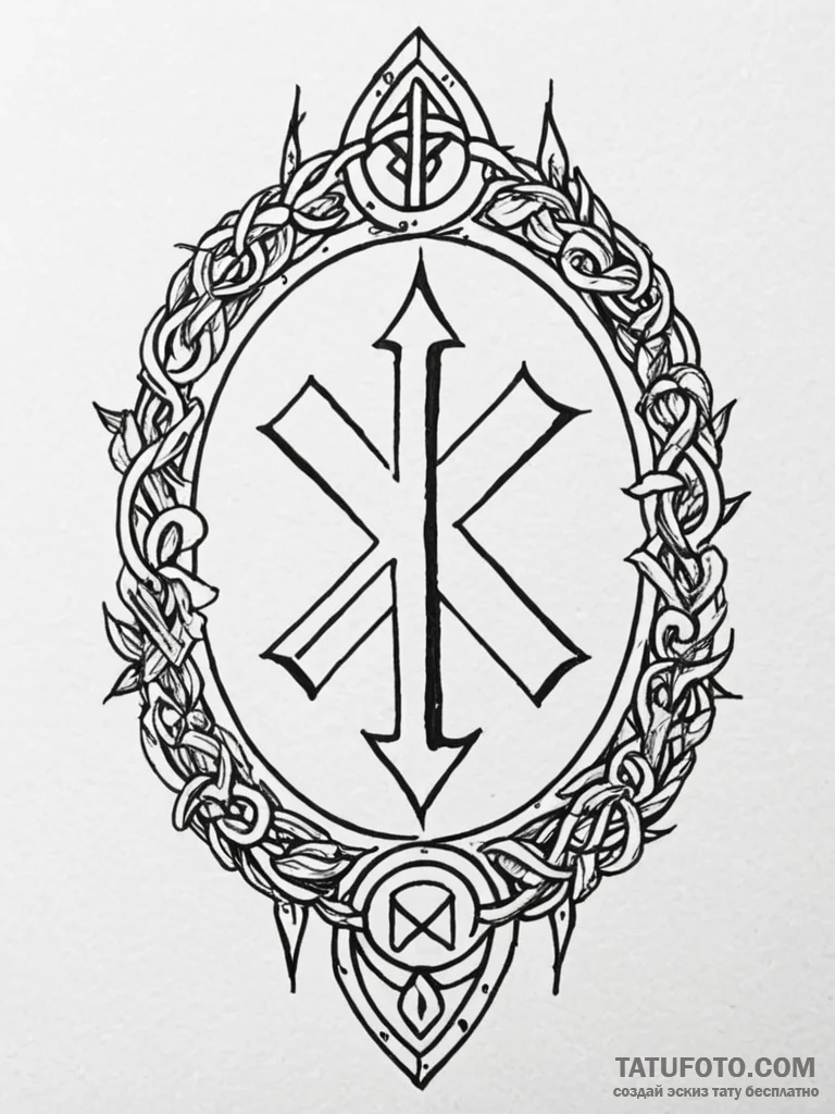 140. tattoo sketch: "ud" rune surrounded by s... - эскиз тату (№1751155366_0, 29.06.2025 00:02) — Tatufoto.com
