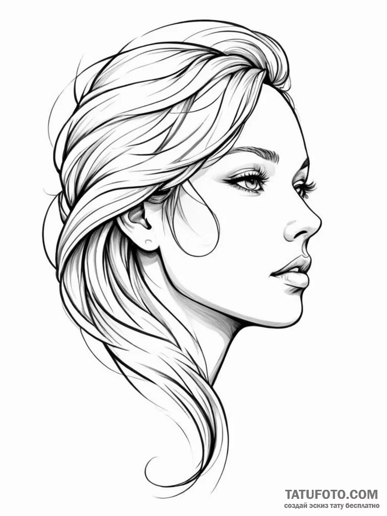 Tattoo sketch a subtle profile of a face in t... - эскиз тату (№1751157600_0, 29.06.2025 00:40) — Tatufoto.com