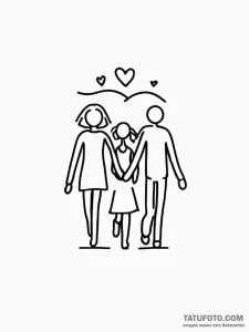 Tattoo design a stylized drawing of a family... - эскиз тату (№1751157679_0, 29.06.2025 00:41) — Tatufoto.com