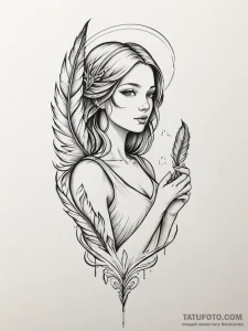 Tattoo design a virgo maiden holding a single... - эскиз тату (№1751157983_0, 29.06.2025 00:46) — Tatufoto.com
