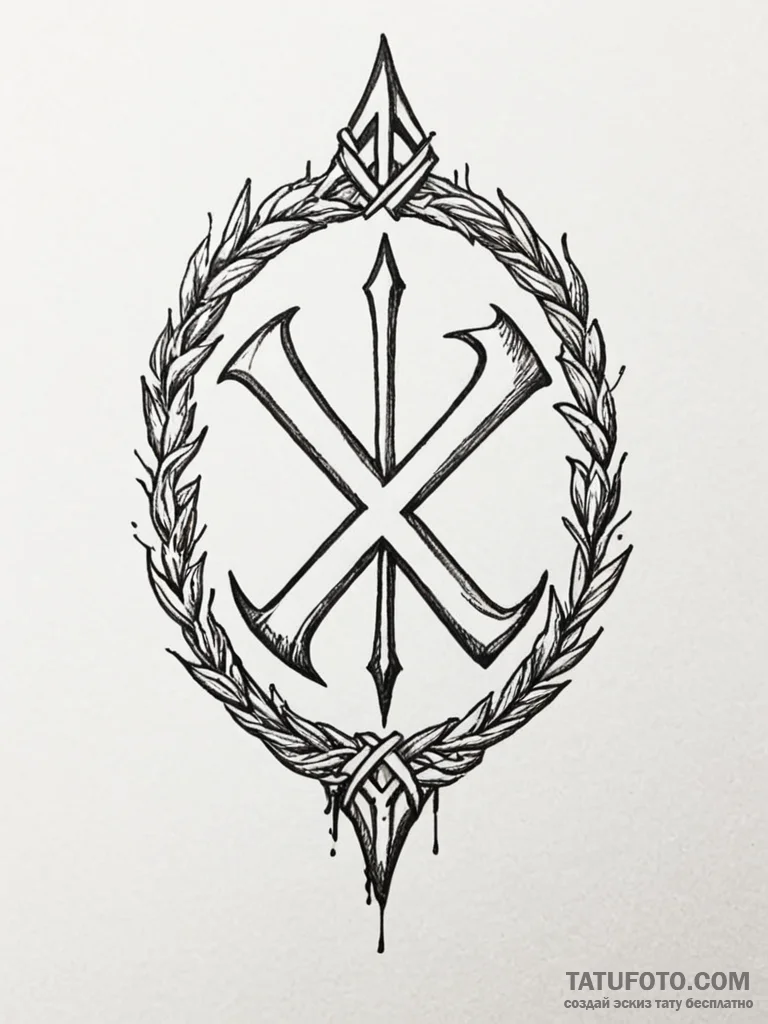 104. tattoo design: a minimalist "opora" rune... - эскиз тату (№1751158063_0, 29.06.2025 00:47) — Tatufoto.com