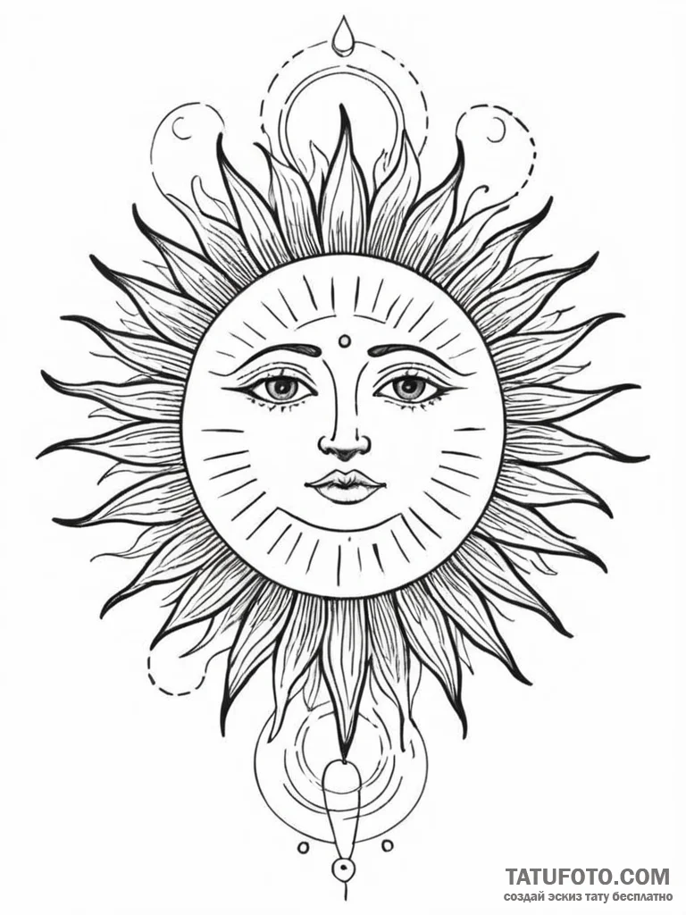 Tattoo design a stylized depiction of "the su... - эскиз тату (№1751158782_0, 29.06.2025 00:59) — Tatufoto.com