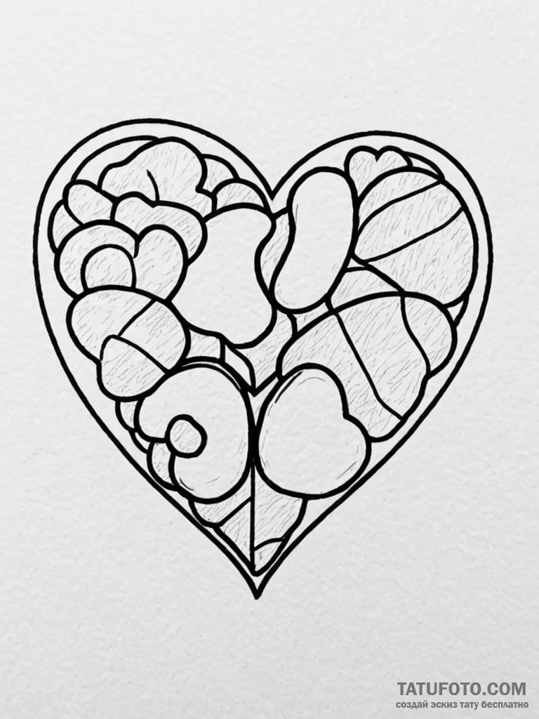 Tattoo sketch two halves of a candy heart wit... - эскиз тату (№1751158870_0, 29.06.2025 01:01) — Tatufoto.com