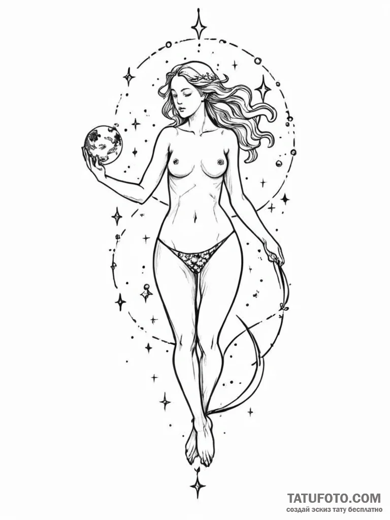 Tattoo sketch aquarius constellation, stars f... - эскиз тату (№1751159125_0, 29.06.2025 01:05) — Tatufoto.com