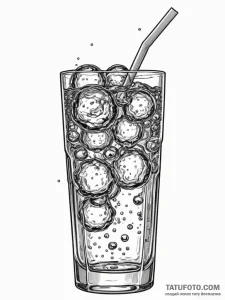 A close-up of the carbonation bubbles rising... - эскиз тату (№1751159199_0, 29.06.2025 01:06) — Tatufoto.com