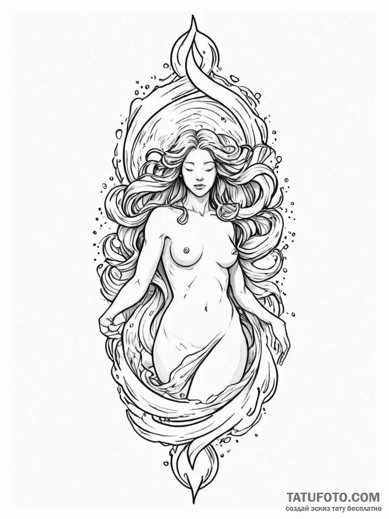 Tattoo sketch aquarius's water symbol subtly... - эскиз тату (№1751159770_0, 29.06.2025 01:16) — Tatufoto.com