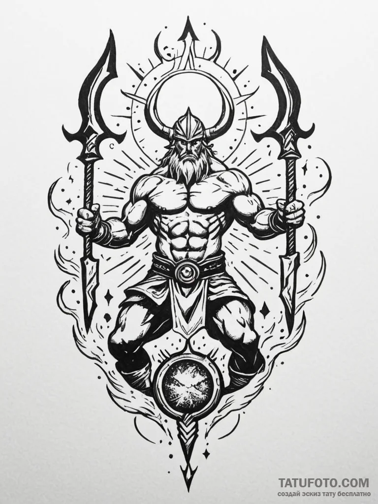 Tattoo sketch: svarog depicted as a celestial... - эскиз тату (№1751160113_0, 29.06.2025 01:21) — Tatufoto.com