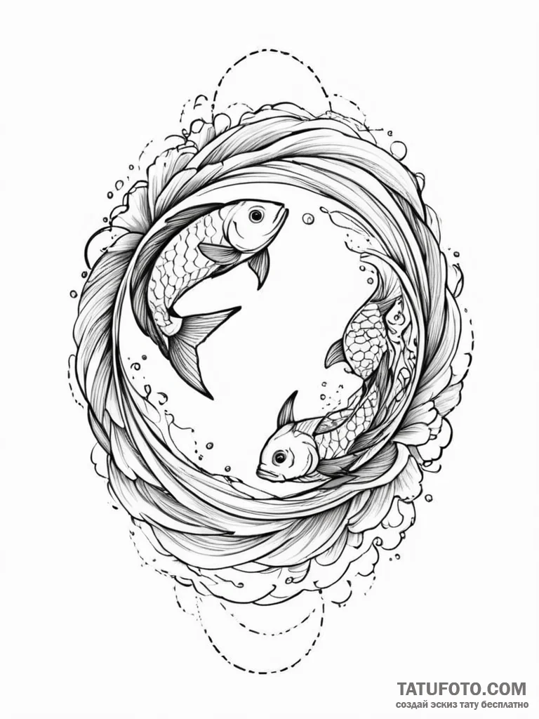 Tattoo design pisces fish dissolving into abs... - эскиз тату (№1751160458_0, 29.06.2025 01:27) — Tatufoto.com