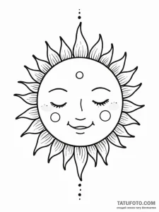 Tattoo sketch a simple, happy sun or moon wit... - эскиз тату (№1751160534_0, 29.06.2025 01:28) — Tatufoto.com