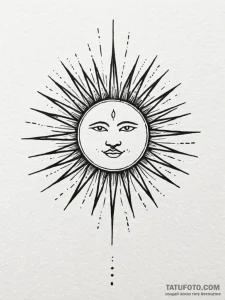 Tattoo sketch a single leo glyph radiating mi... - эскиз тату (№1751160608_0, 29.06.2025 01:30) — Tatufoto.com