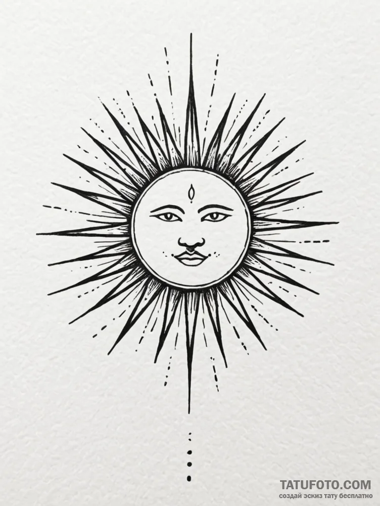 Tattoo sketch a single leo glyph radiating mi... - эскиз тату (№1751160608_0, 29.06.2025 01:30) — Tatufoto.com