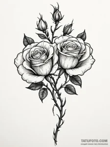 Tattoo sketch a single rose with two intertwi... - эскиз тату (№1751160691_0, 29.06.2025 01:31) — Tatufoto.com