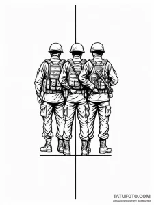 Tattoo sketch a silhouette of soldiers standi... - эскиз тату (№1751160778_0, 29.06.2025 01:32) — Tatufoto.com