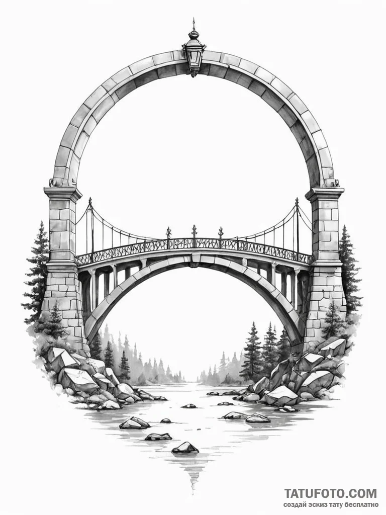 Tattoo sketch a well-defined bridge arch, sym... - эскиз тату (№1751161285_0, 29.06.2025 01:41) — Tatufoto.com
