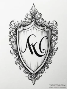 Tattoo design a stylized shield with a family... - эскиз тату (№1751161524_0, 29.06.2025 01:45) — Tatufoto.com