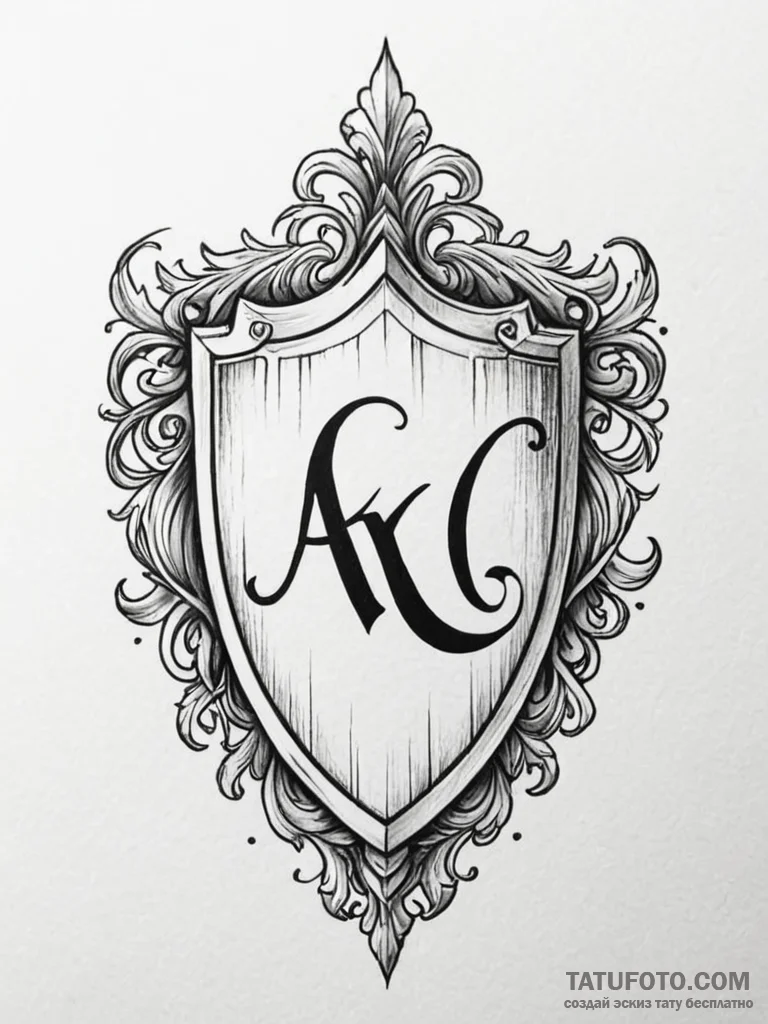 Tattoo design a stylized shield with a family... - эскиз тату (№1751161524_0, 29.06.2025 01:45) — Tatufoto.com
