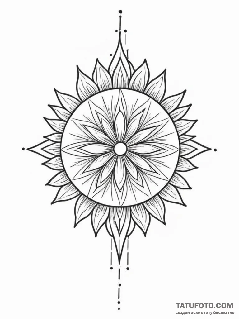Tattoo sketch a subtle light source radiating... - эскиз тату (№1751161689_0, 29.06.2025 01:48) — Tatufoto.com