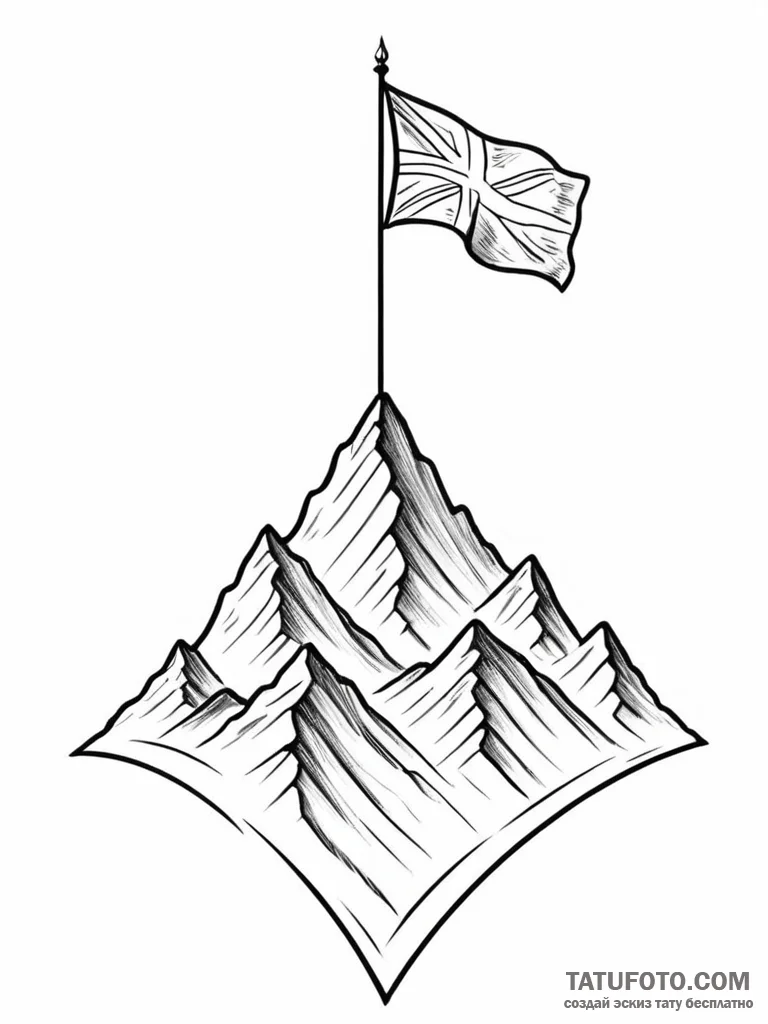 Tattoo sketch a triumphant flag waving on a d... - эскиз тату (№1751161870_0, 29.06.2025 01:51) — Tatufoto.com