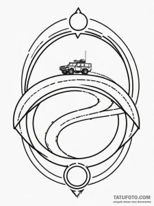 Tattoo design a stylized military vehicle tra... - эскиз тату (№1751162283_0, 29.06.2025 01:58) — Tatufoto.com