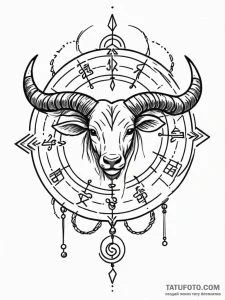 Tattoo sketch a zodiac glyph with a rough, ha... - эскиз тату (№1751164233_0, 29.06.2025 02:30) — Tatufoto.com