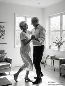 A joyful, candid photo of an old couple danci... - эскиз тату (№1751164315_0, 29.06.2025 02:31) — Tatufoto.com