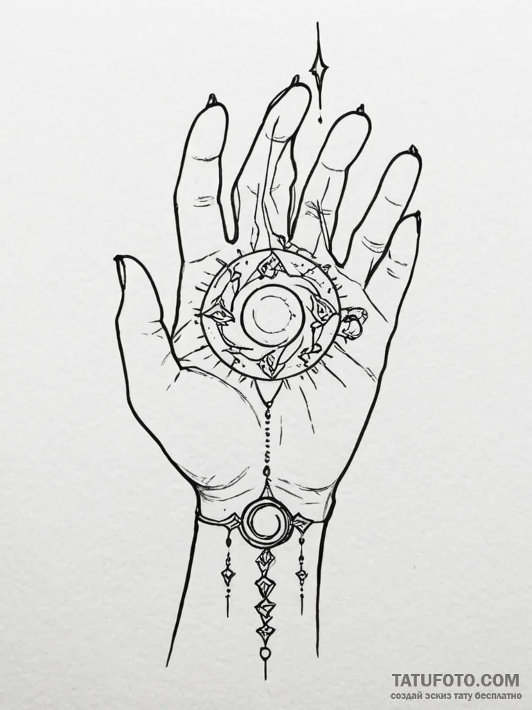 Tattoo sketch a sketch of a hand holding a gl... - эскиз тату (№1751164480_0, 29.06.2025 02:34) — Tatufoto.com