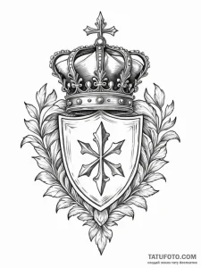 Tattoo sketch a noble crest with a subtle cro... - эскиз тату (№1751165891_0, 29.06.2025 02:58) — Tatufoto.com