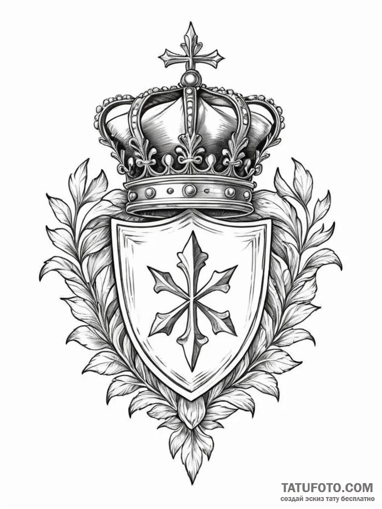 Tattoo sketch a noble crest with a subtle cro... - эскиз тату (№1751165891_0, 29.06.2025 02:58) — Tatufoto.com