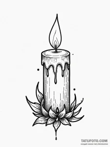 Tattoo sketch a single, flickering candle fla... - эскиз тату (№1751166231_0, 29.06.2025 03:03) — Tatufoto.com