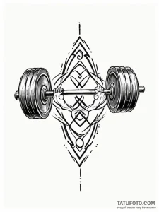 Tattoo design a stylized barbell with weights... - эскиз тату (№1751167330_0, 29.06.2025 03:22) — Tatufoto.com