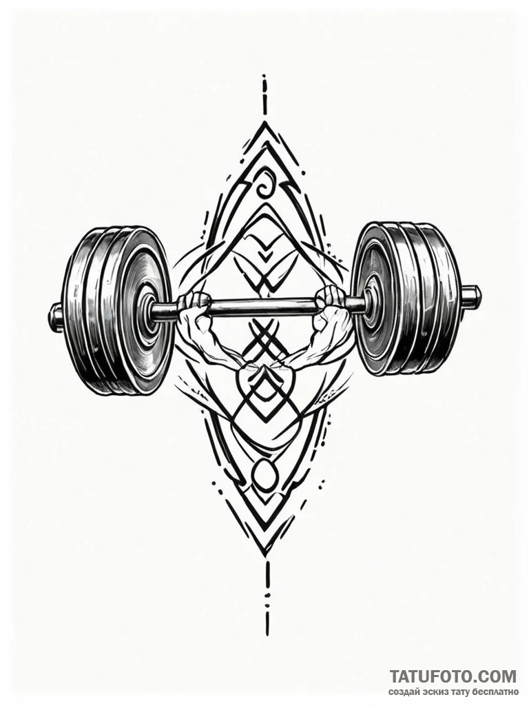 Tattoo design a stylized barbell with weights... - эскиз тату (№1751167330_0, 29.06.2025 03:22) — Tatufoto.com
