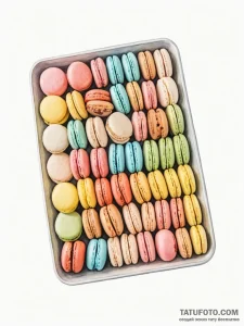 A tray of colorful french macarons. - эскиз тату (№1751167746_0, 29.06.2025 03:29) — Tatufoto.com