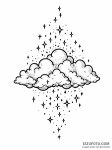 Tattoo design a delicate cloud with tiny star... - эскиз тату (№1751167827_0, 29.06.2025 03:30) — Tatufoto.com
