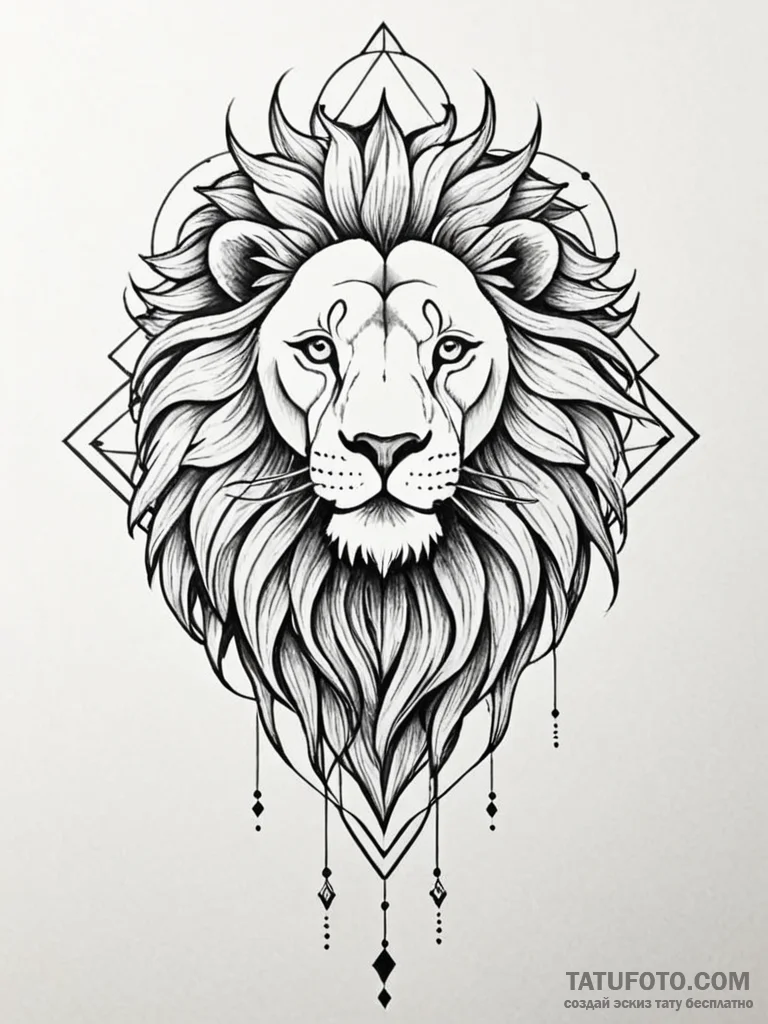 Tattoo sketch a leo lion's mane transforming... - эскиз тату (№1751167900_0, 29.06.2025 03:31) — Tatufoto.com