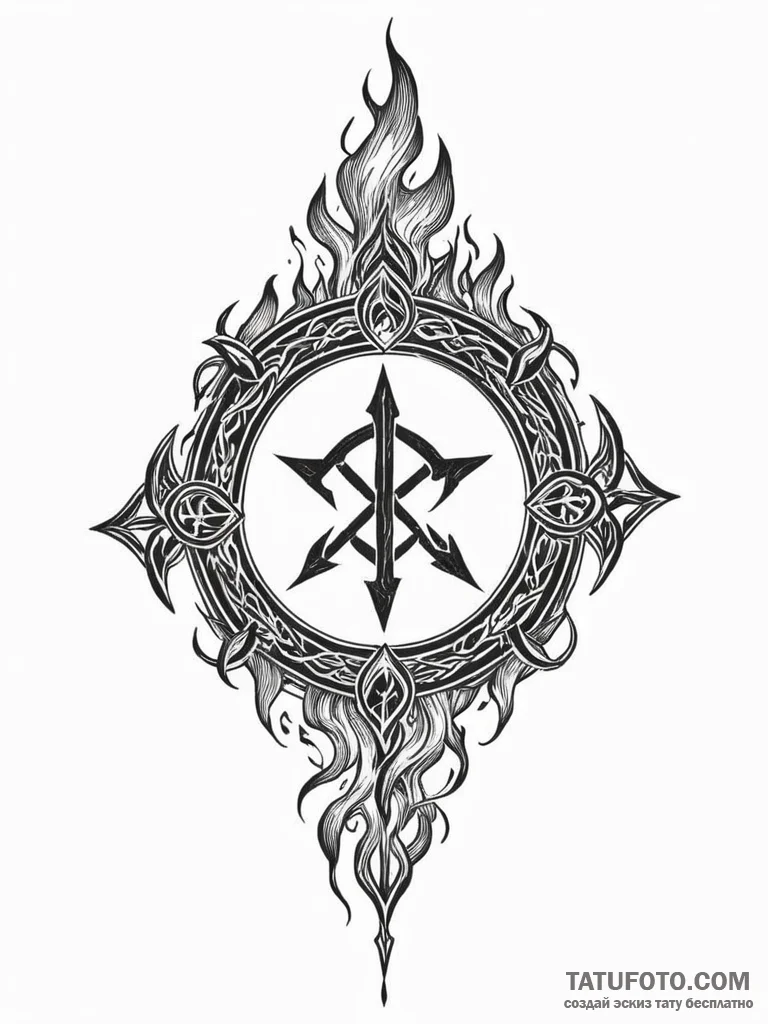 руна крада (krada, fire, sacrifice, ritual) - эскиз тату (№1751168167_0, 29.06.2025 03:36) — Tatufoto.com