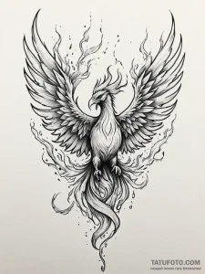Tattoo sketch a phoenix rising from ashes, re... - эскиз тату (№1751168241_0, 29.06.2025 03:37) — Tatufoto.com